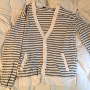 UO grey/white striped cardigan